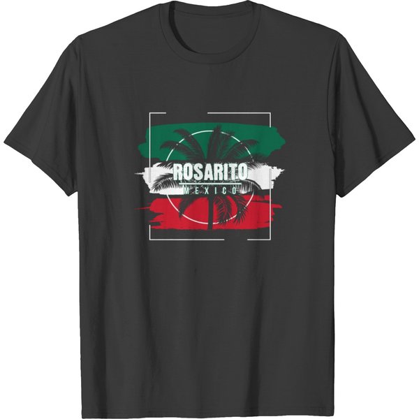 Cool Rosarito Mexico Flag Palm Tree Mexican T Shirts-image