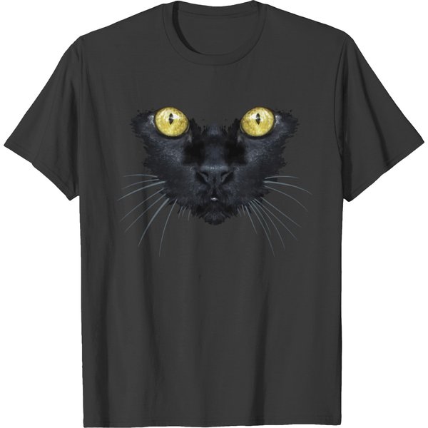 Black Ca Yellow Eyes Kitty Kitten Cat Face T Shirts-image