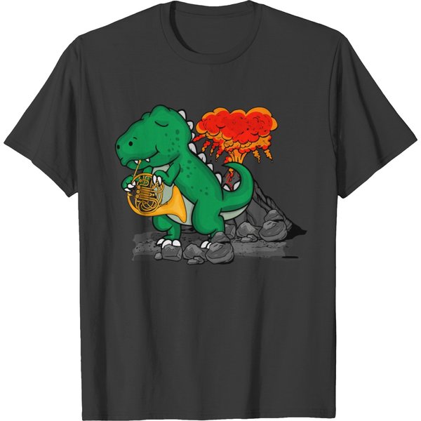 French Horn Music Dinosaur Gift Kids French Horn T Shirts-image