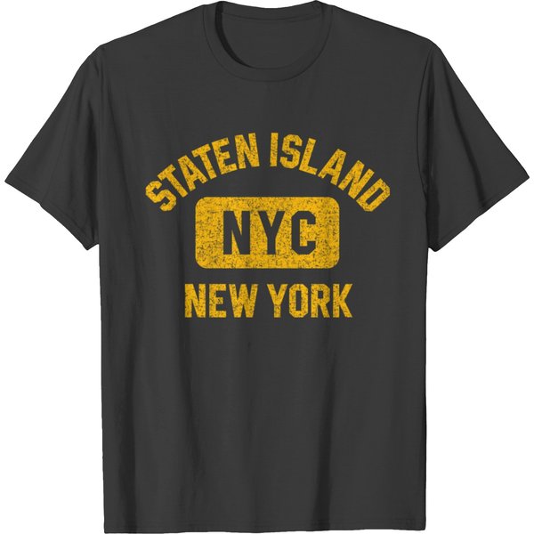 Staten Island Nyc Gym Style Distressed Amber Print T Shirts-image