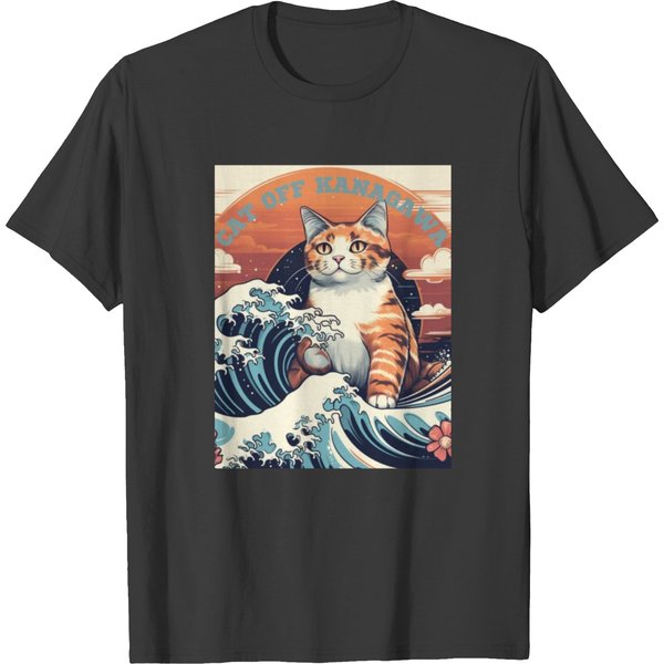 Great Wave Off Kanagawa Cat T Shirts-image