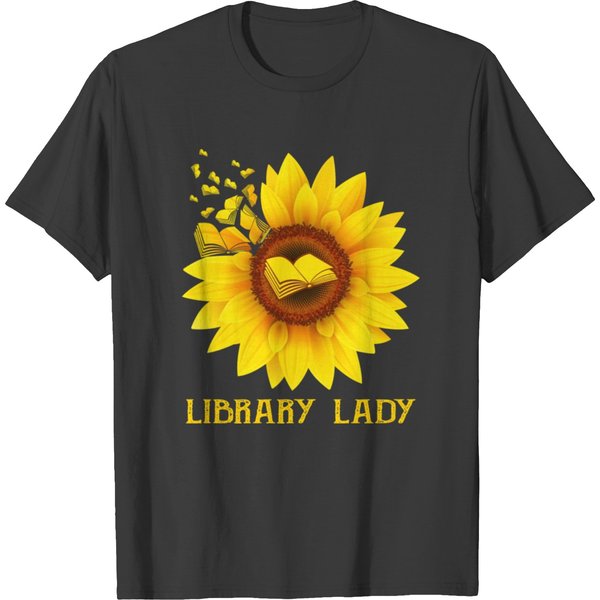 Library Lady Sunflower Library Lady T Shirts-image
