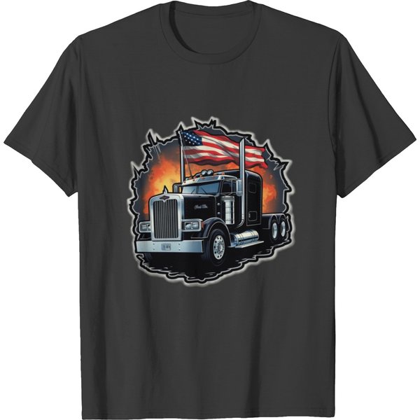 American Flag Peterbilt T Shirts-image