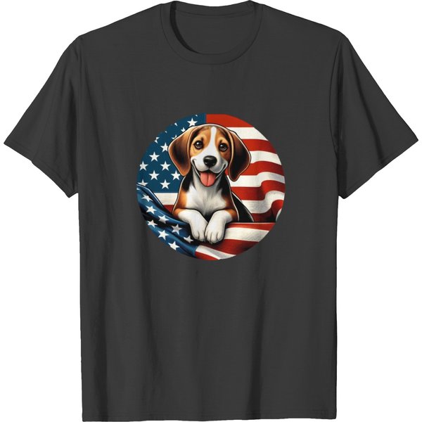 Beagle With American Flag T Shirts-image