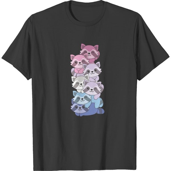 Bigender Flag Pride Lgbtq Cute Raccoon T Shirts-image