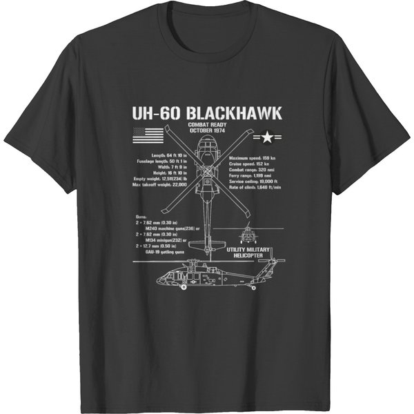 Uh-60 Blackhawk Attack Helicopter Specs Helo Uh60 T Shirts-image