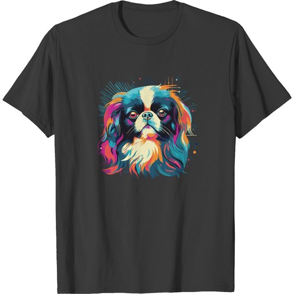 Watercolor Colorful Japanese Chin T Shirts-image