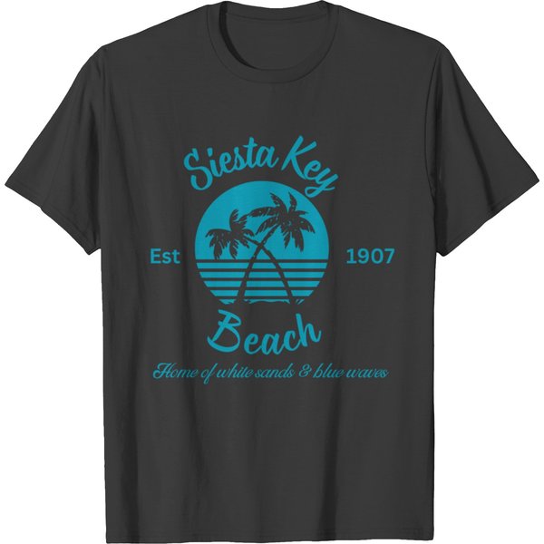 Siesta Key Beach, Florida Est 1907 Teal T Shirts-image