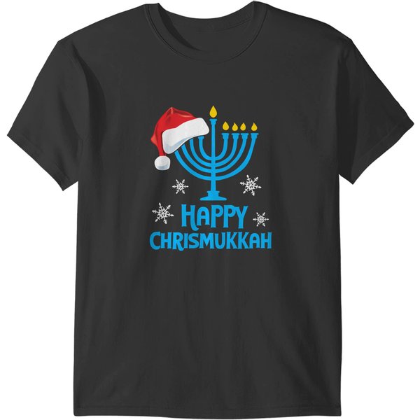 Happy Chrismukkah Santa Hat Christmas Hanukkah Pajama Long T T-Shirts-image