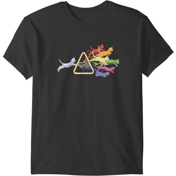 Cat Prism Rainbow Light Funny Physics Science Spectral Cat T-Shirts-image