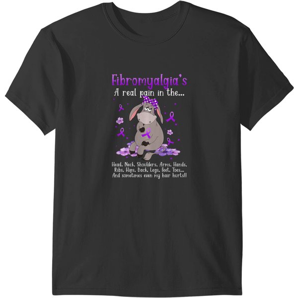 Fibromyalgia Donkey Fibromyalgias A Real Pain In The Head T-Shirts-image