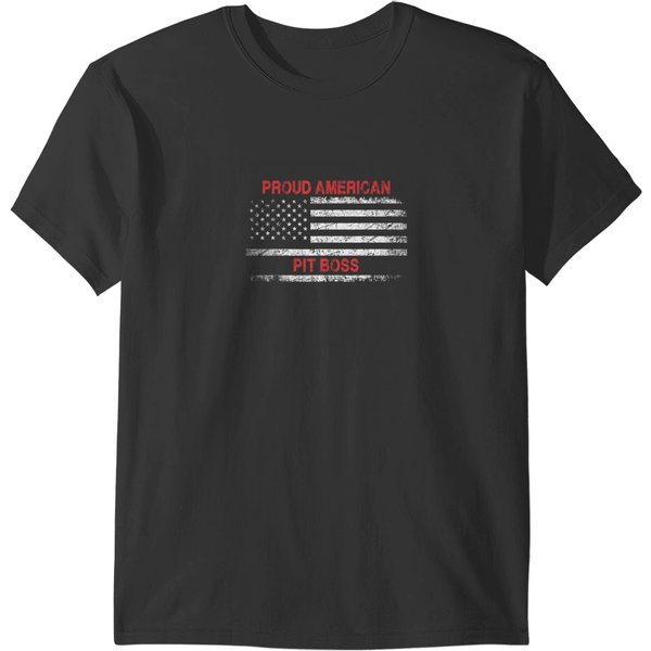 Proud American Patriotic Usa Flag Gift Pit Boss T-Shirts-image