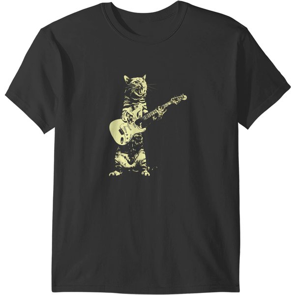 Cat Playing Guitar Shirt Mens Cat Playing Guitar T-Shirts-image