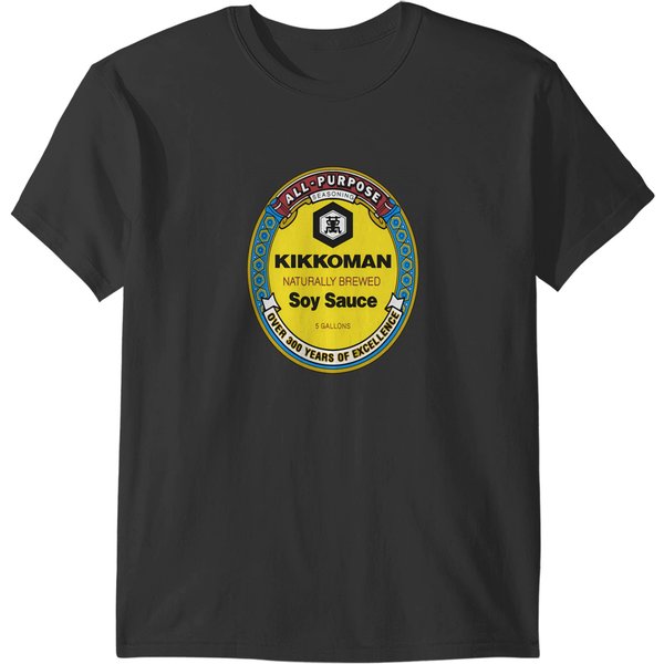 All Purpose Kikkoman Soy Sauce Print Design Men's Ideal Short Sleeve Black Funny Cotton T-Shirt T-Shirts-image