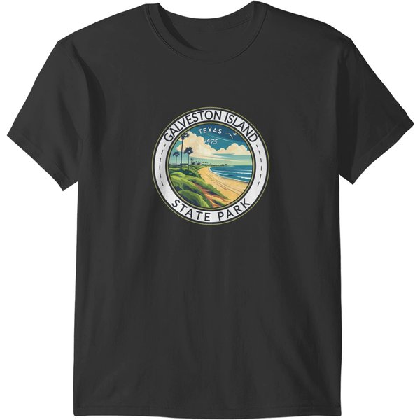Galveston Island State Park Texas Travel Art Badge T-Shirts-image