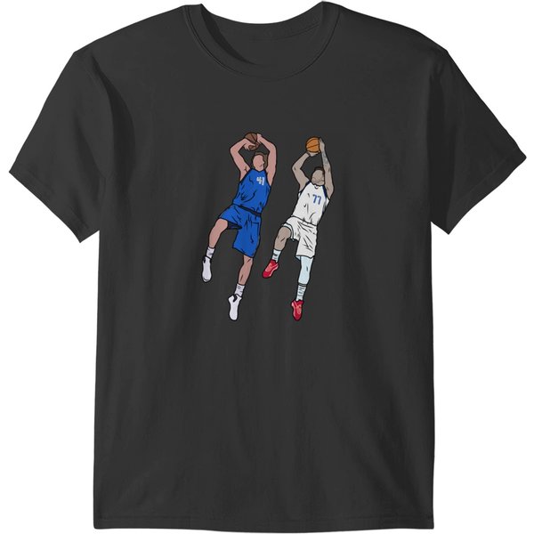 Dirk Nowitzki And Luka Doncic Fadeaway T-Shirt T-Shirts-image