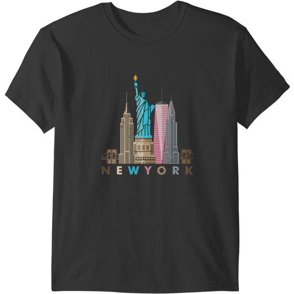 Nyc New York City Skylines Statue Of Liberty T-Shirts-image