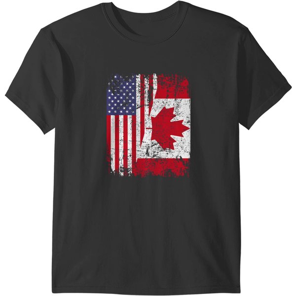 Canadian Roots Half American Flag Canada T-Shirts-image