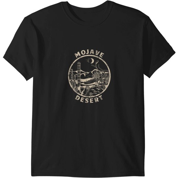 Mojave Desert Linocut Distressed Desert T-Shirts-image