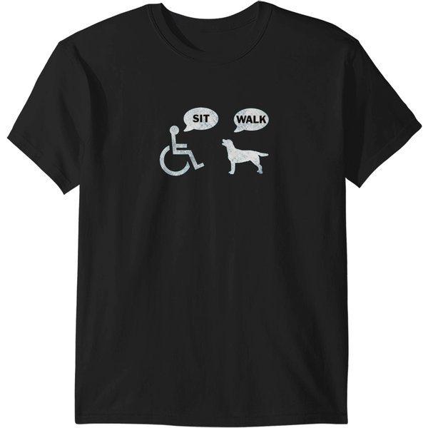 Funny Wheelchair Humor Dog Sit Walk T-Shirts-image