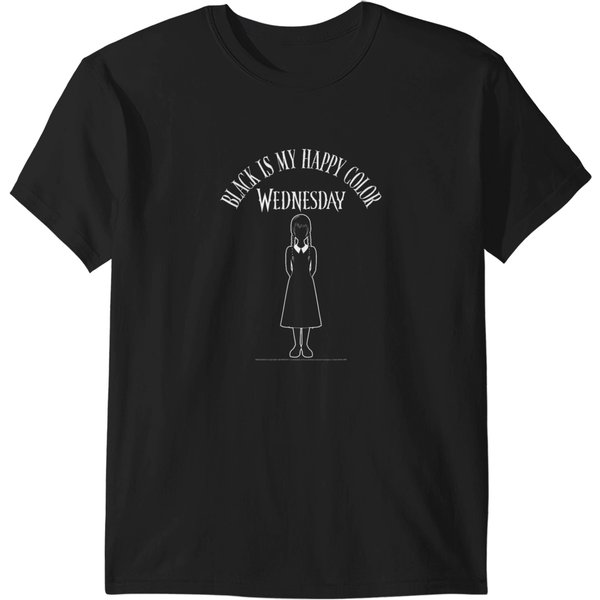 Wednesday Black Is My Happy Color Full Body Dark Silhouette T-Shirts-image