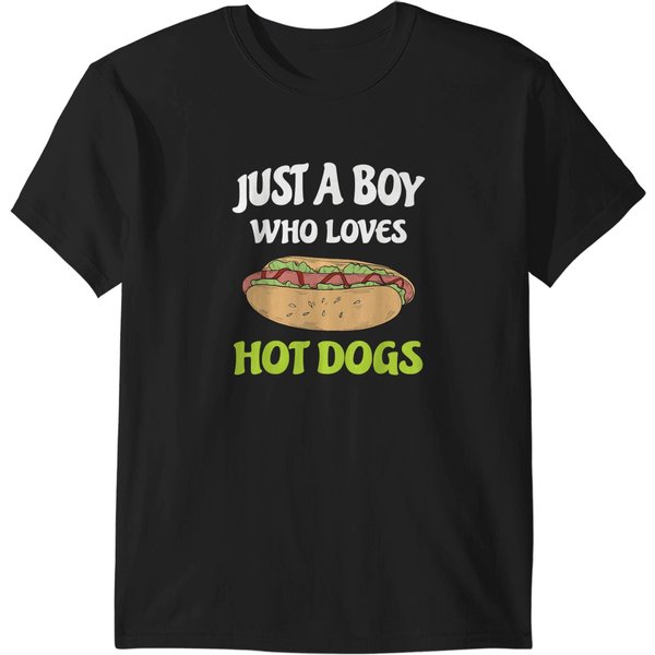 Just A Boy Who Loves Hot Dogs Funny Hot Dog Desi T-Shirts-image