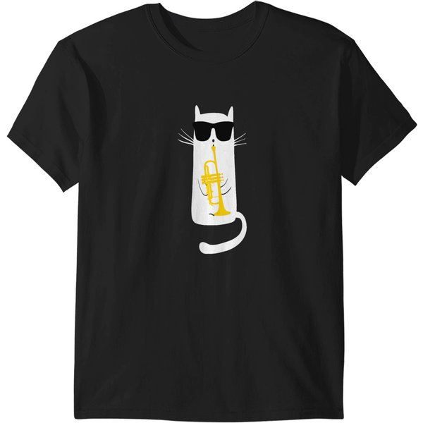 Cat Wearing Sunglasses Playing Trumpet T-Shirts-image
