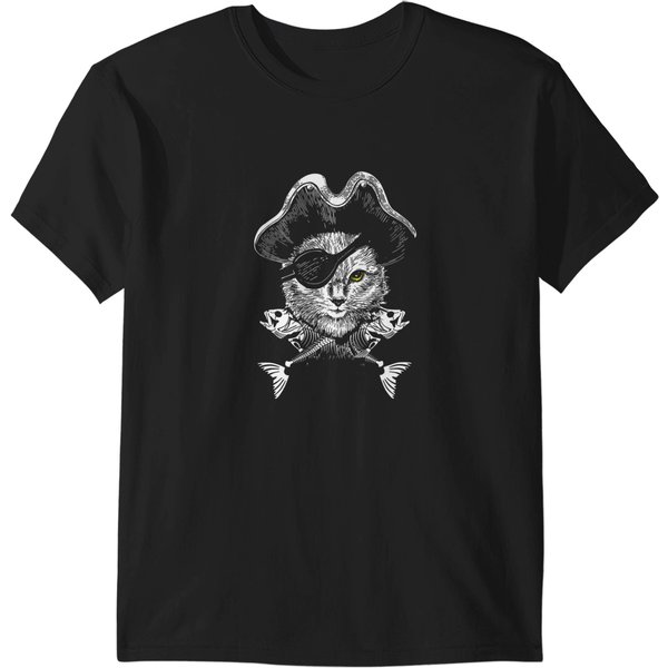 Cat Pirate T Jolly Roger Flags Skull And Crossbones T-Shirts-image