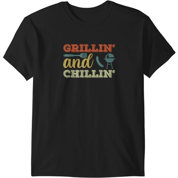 Funny Bbq Shirt For Men Grillin And Chillin Barbecue T-Shirts-image