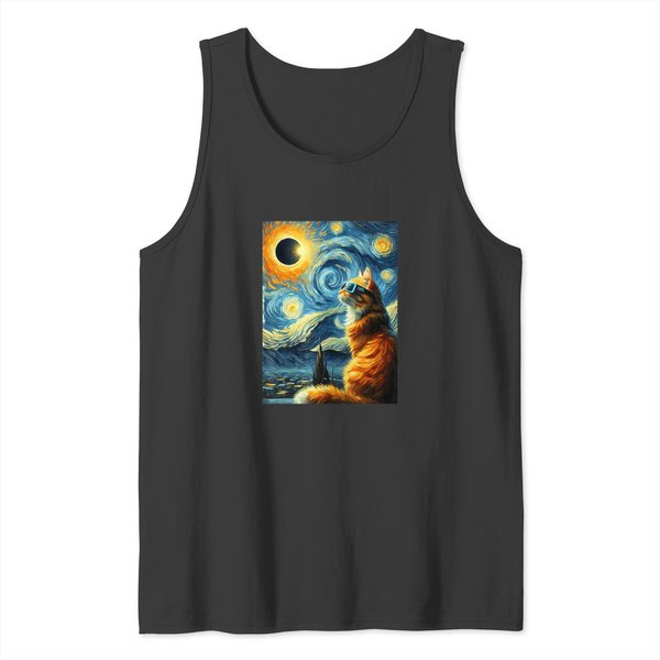 Total Solar Eclipse 2024 April 8 Cat Totality Solar Eclipse Tank Tops-image