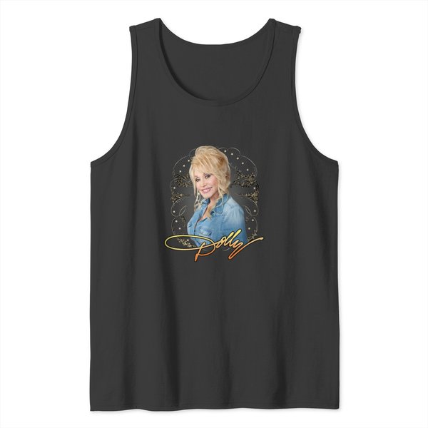 Dolly Parton Denim Smile Tank Tops-image