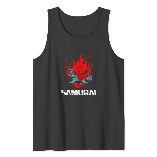 Samurai Japanese Demon Mask Edge Cyber Runners Punk T Tank Tops-image