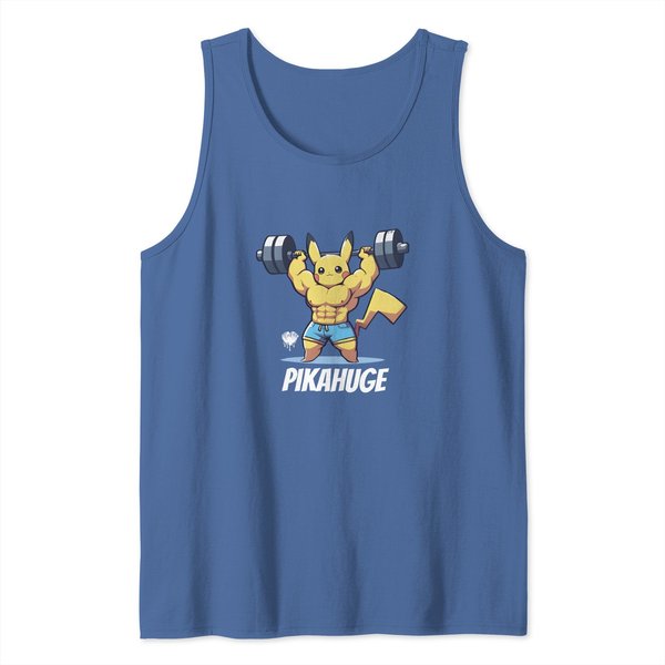 Anime Pika Muscle Tank Tops, Gym Fitness Weightlifting Parody Tank Tops-image