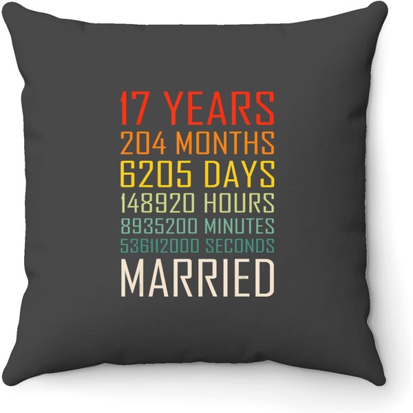 Vintage 17 Years 204 Months Married 17Th Wedding Anniversary T Throw Pillows-image