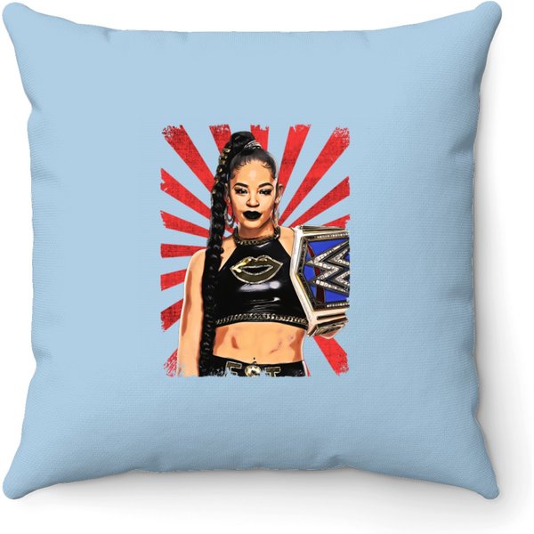 Bianca Belair Wrestling Vintage Fan Art Throw Pillows-image
