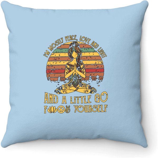 I'm Mostly Peace, Love And Light Throw Pillows-image
