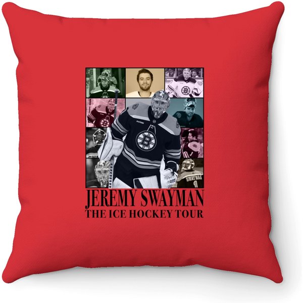 Jeremy Swayman Ice Hockey Throw Pillows, Jeremy Swayman Throw Pillows-image