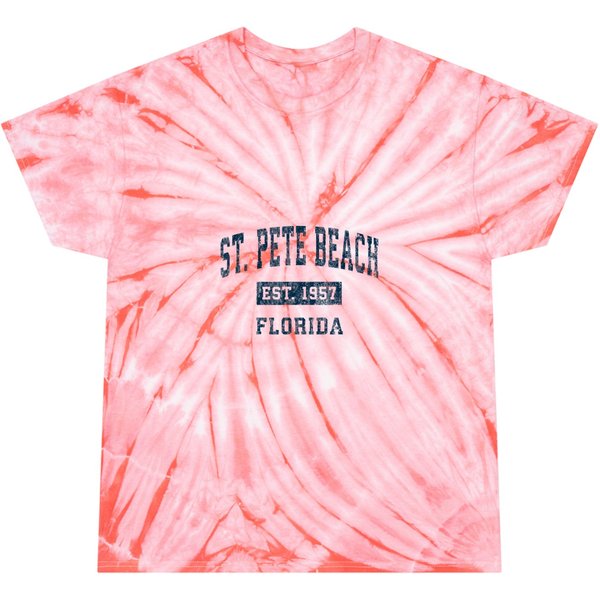 St Pete Beach Florida Fl Vintage Sports Design Navy Print Tie Dye T-Shirts-image