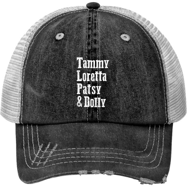 Tammy Loretta Patsy Dolly Print Trucker Hats