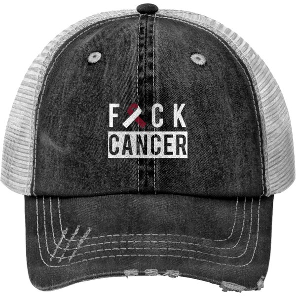 Fck Cancer Trucker Hat Head And Neck Cancer 1 Print Trucker Hat-image
