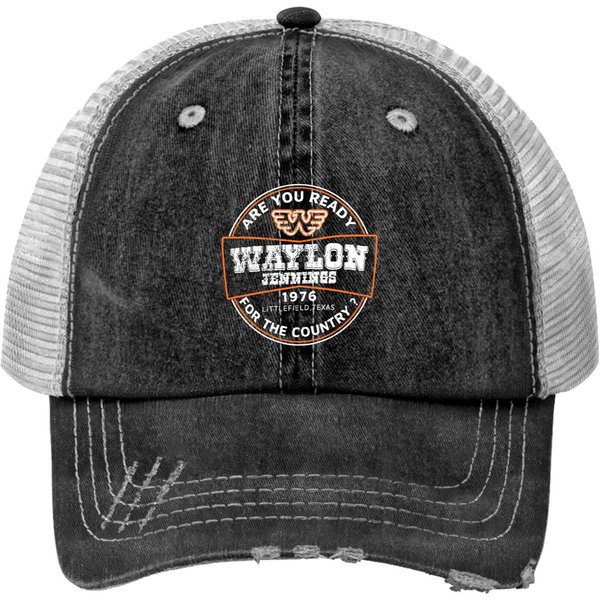 Waylon Jennings Are You Ready Print Trucker Hats-image