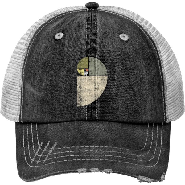 Distressed Fibonacci Spiral Print Trucker Hat-image