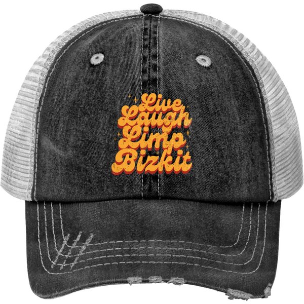 Vintage Live Laugh Limp Bizkit Print Trucker Hats-image