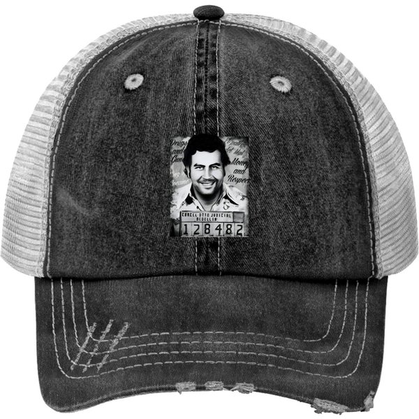 Pablo Escobar Mug Shot Mens Cotton Trucker Hats Trucker Hats Top