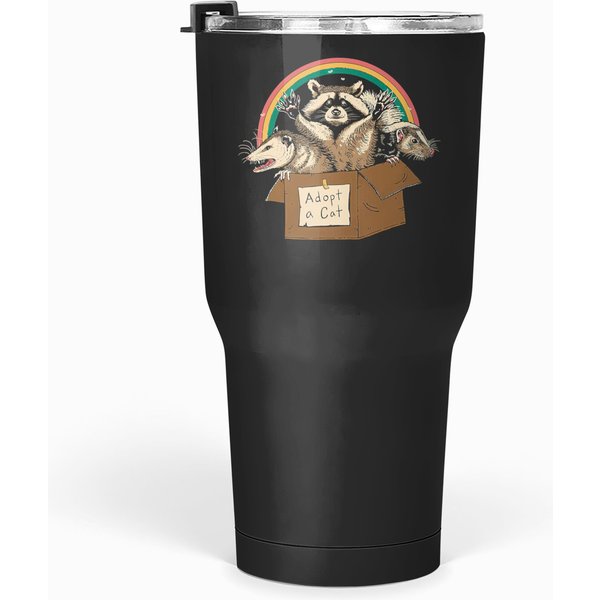 Adopt Street Cats Raccoon Skunk Funny Tumblers 30 Oz