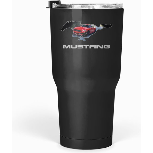 Mustang Logo Design (Red On Black) Tumblers 30 Oz-image