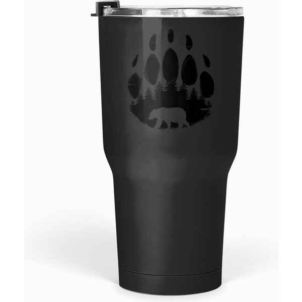 Black Bear Paw Print - Forest Landscape Tumblers 30 Oz