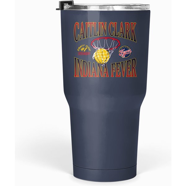 The_Best!!Unisex Caitlin Clark Navy Indiana Fever Draft Tumblers 30 Oz-image