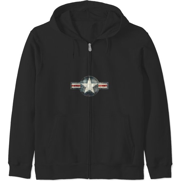 Us Airforce Logo Star Vintage Military Airforce Men Women Zip Hoodies-image