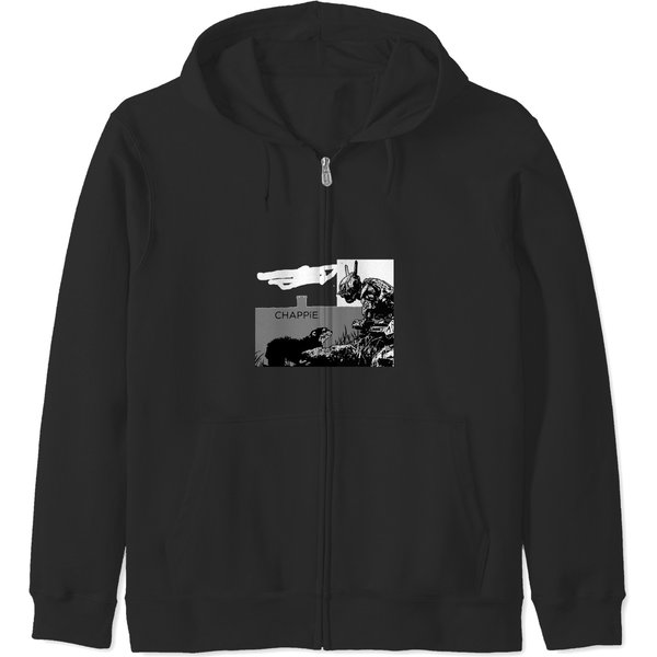 Chappie (black And Whitewith Title) Premium Zip Hoodies